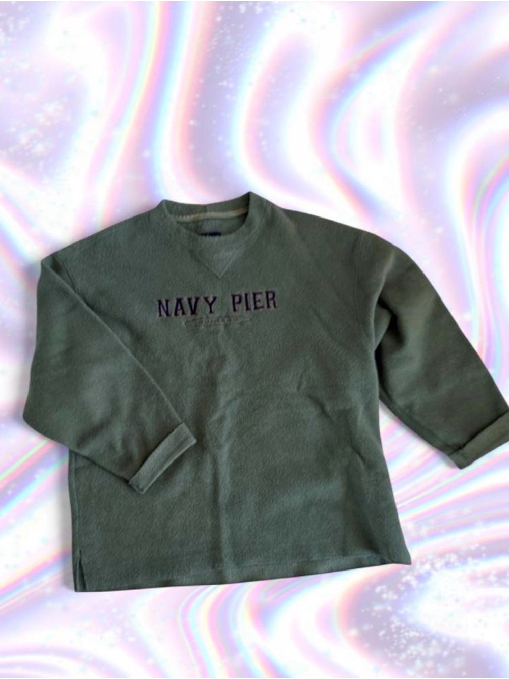 Navy Pier Olive Green Crewneck Sweatshirt